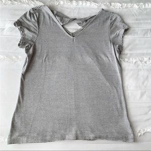 Rachel Zoe V Neck Tiny Stripe Grey White